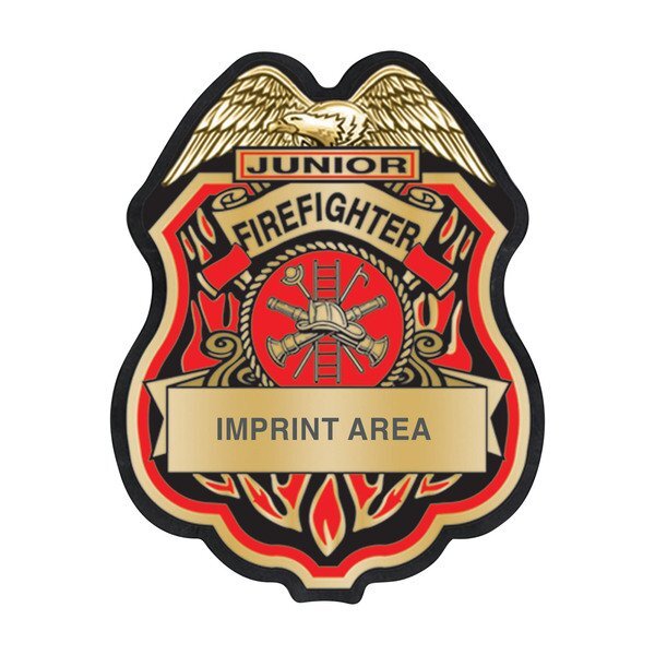 Junior Firefighter Gold and Black Plastic Badge