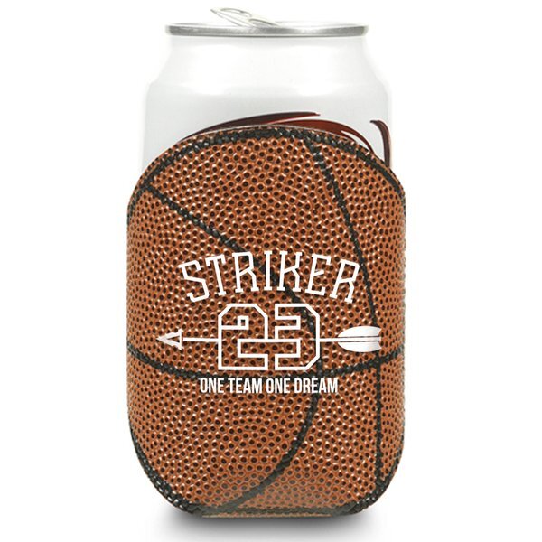 Pebbled Leather Basketball Can Cooler
