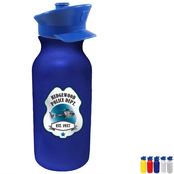 Value Cycle Bottle w/ Police Hat Push'n Pull Cap, 20oz., Full Color