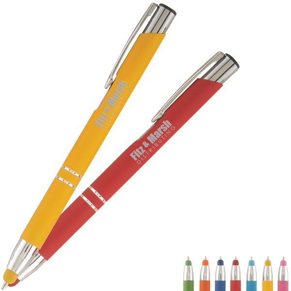 Tres-Chic Soft Coated Bright Barrel Ballpoint Stylus Pen