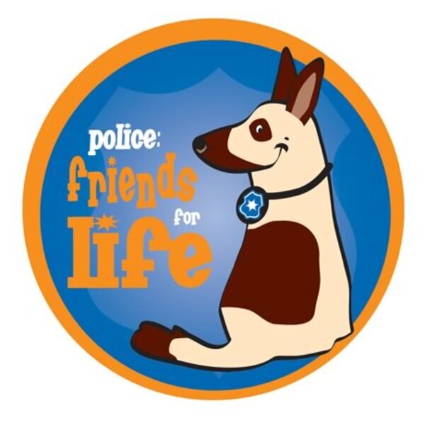 Friends for Life Police Dog Sticker Roll, Stock