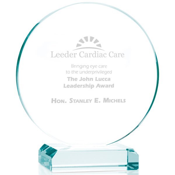 Round Jade Glass Award, Medium, 5-5/8"