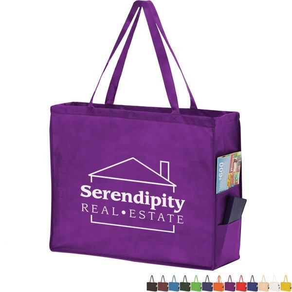 Carry All Large Non-Woven Tote with Side Pockets