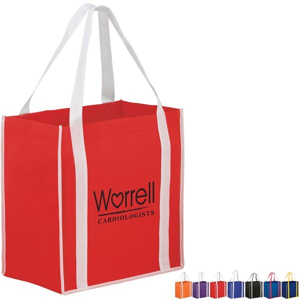 Two-Tone Non-Woven Grocery Shopper with Poly Board Insert