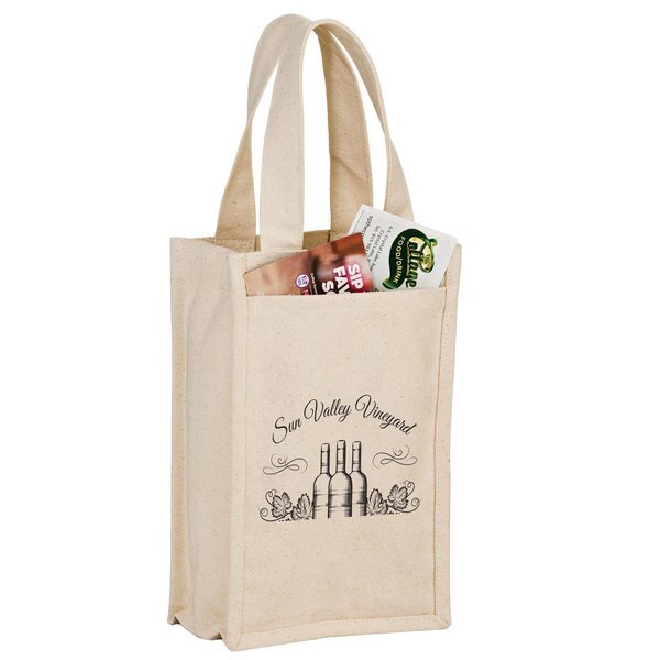 Heavyweight Cotton Canvas Two Bottle Wine Tote