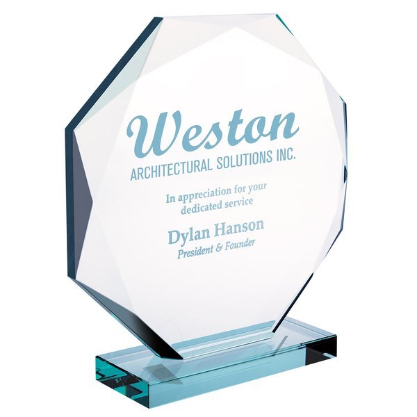 Octagon Jade Glass Award, Medium,7-1/2"
