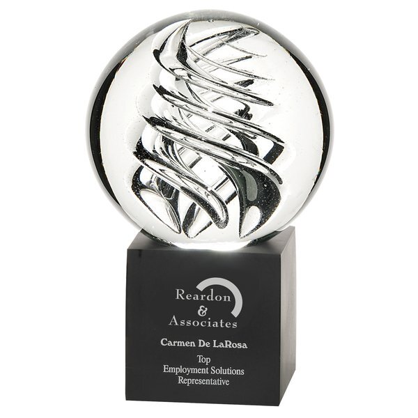 Frosted Swirl Art Glass Award with Aluminum Base, Large, 9-1/2"