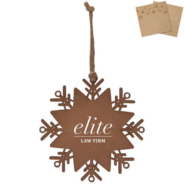 Wood Snowflake Ornament w/ Kraft Gift Envelope