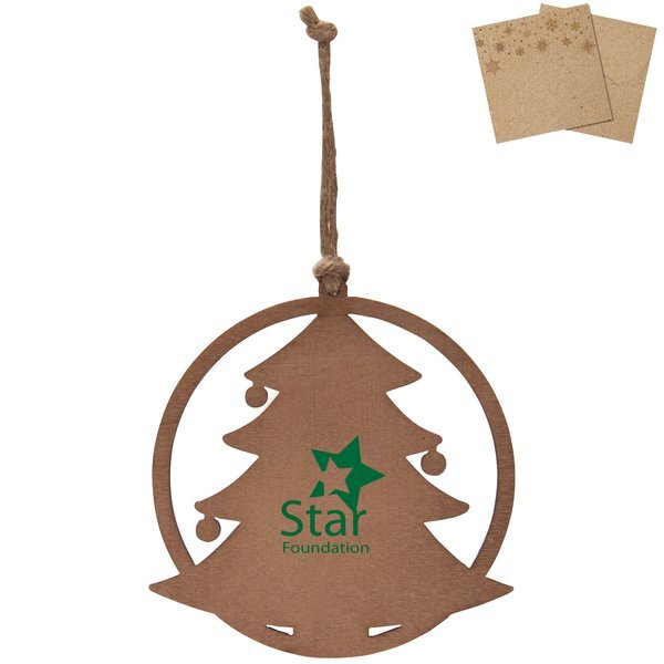 Wood Tree Ornament w/ Kraft Gift Envelope