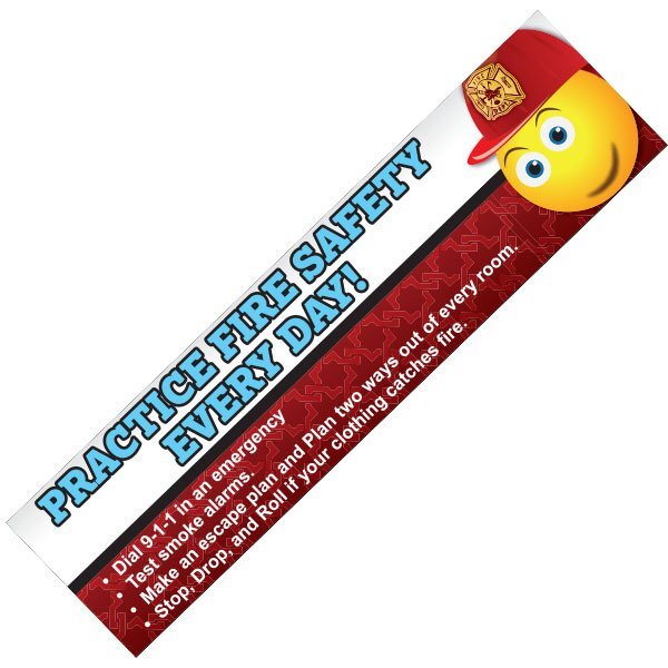 Practice Fire Safety Every Day Emoji Bookmark, Stock