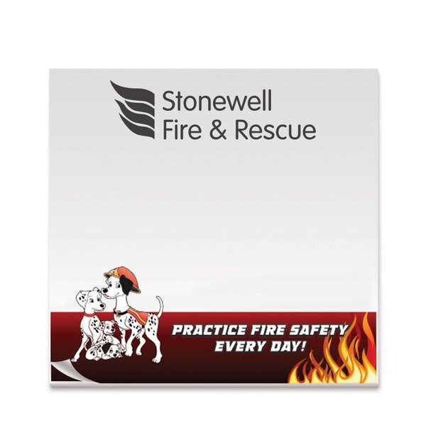 BIC® Adhesive 25 Sheet Notepad, Practice Fire Safety Everyday, 3" x 3"