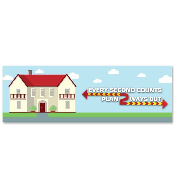 Every Second Counts Plan 2 Ways Out Banner, Stock