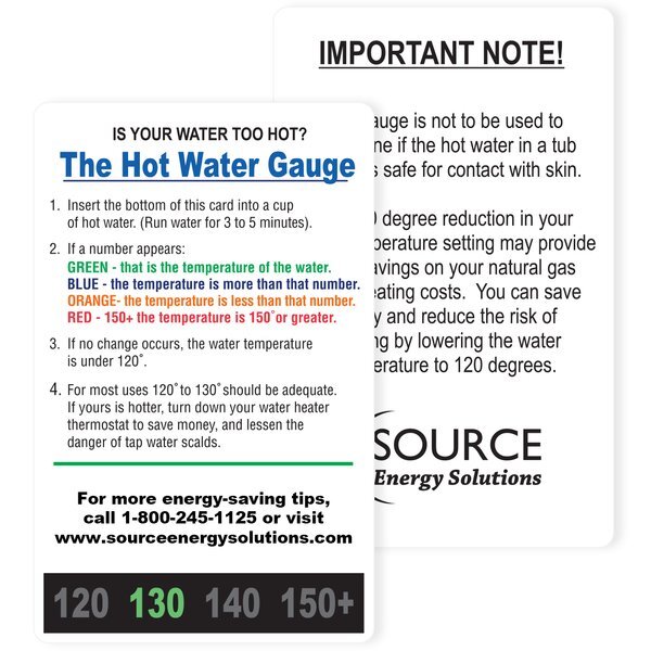 Hot Water Gauge Tester Card