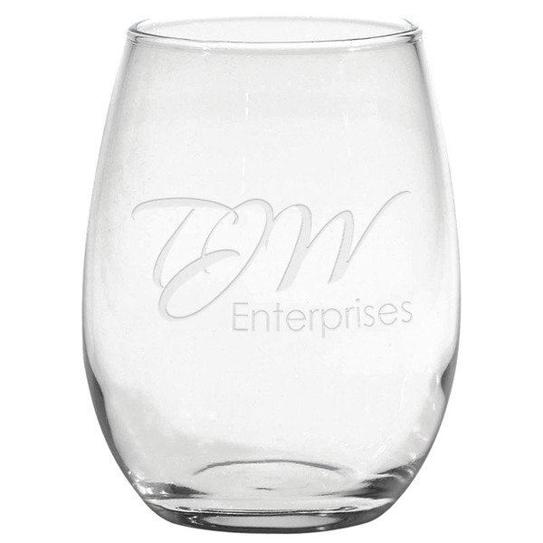 Stemless White Wine Glass - Deep Etched, 15oz.