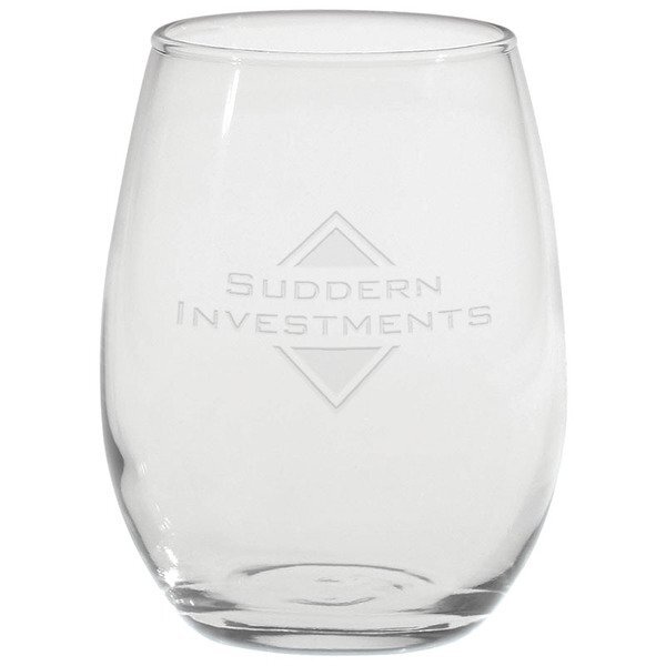 Stemless White Wine Glass - Deep Etched, 9oz.