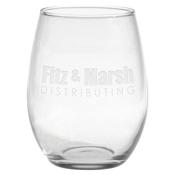 Stemless White Wine Glass - Deep Etched, 21oz.