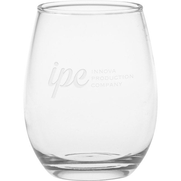 Stemless Wine Glass - Deep Etched, 12oz.