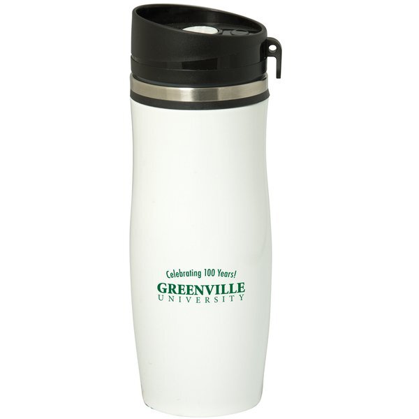 Snowy Stainless Steel Tumbler w/ Push Button Lid, 13.5oz.