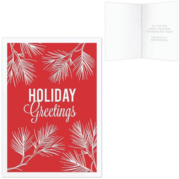 Holiday Greetings Pine Branches Greeting Card