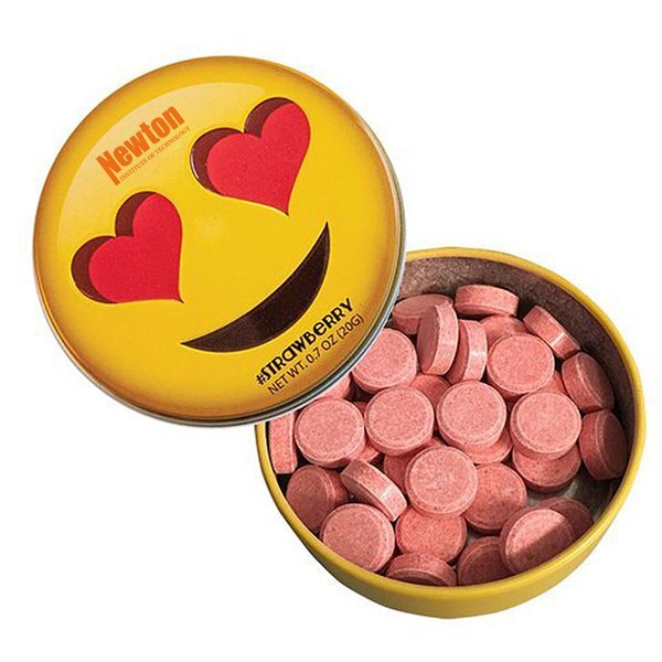 Emoji Heart Eyes Tin with Strawberry Mints