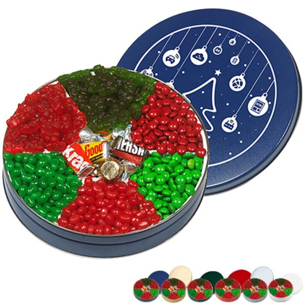 Seven Way Holiday Wishes Red and Green Candy Tin, Large