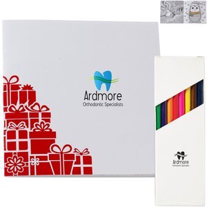 Holiday Deluxe Red Gift Boxes Adult Coloring Book & 8-Piece Color Pencil Set Holiday Deluxe Red Gift Boxes Adult Coloring Book & 8-Piece Color Pencil Set