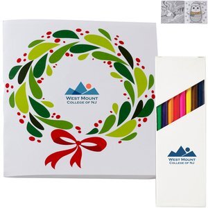 Holiday Deluxe Wreath Adult Coloring Book & 8-Piece Color Pencil Set Holiday Deluxe Wreath Adult Coloring Book & 8-Piece Color Pencil Set