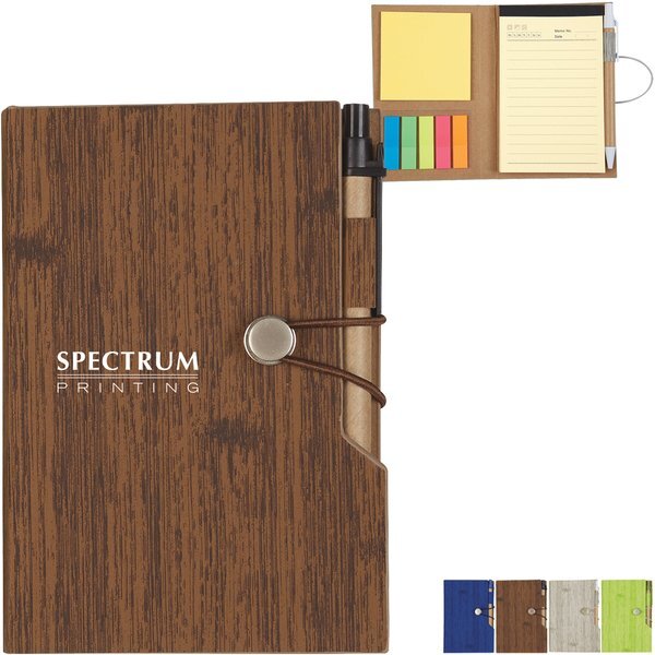 Woodgrain Pattern Notebook w/ Stickies