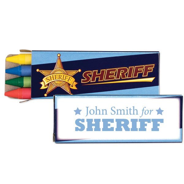 Four Pack Crayons, Sheriff Design, Custom