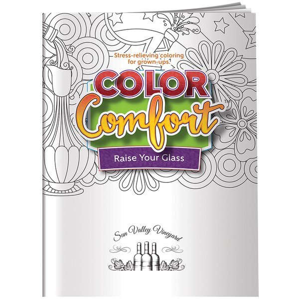 Color Comfort Raise Your Glass Wine Theme Adult Coloring Book