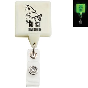 Glow in the Dark Jumbo Square Retractable Badge Holder, Alligator Clip Glow in the Dark Jumbo Square Retractable Badge Holder, Alligator Clip