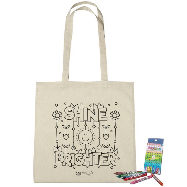 Cotton Coloring Tote Bag with Crayons