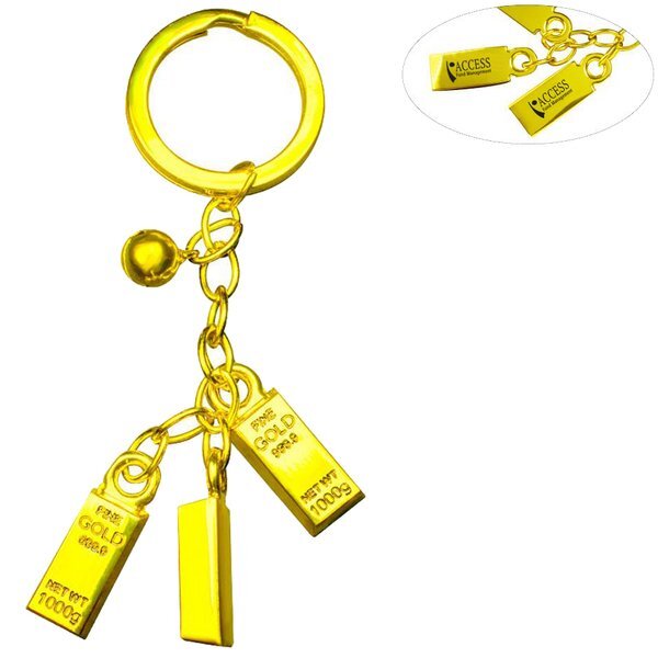 Gold Bar Bell Key Chain