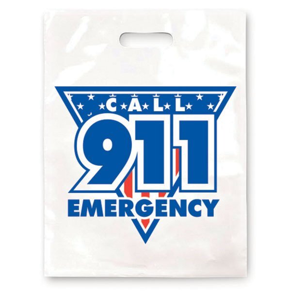 Digital Full Color Call 911 Plastic Handle Bag, Stock