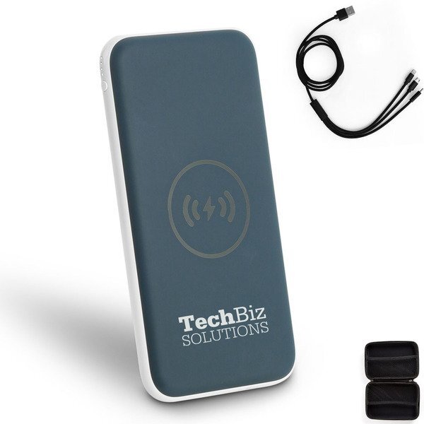 Wireless Charger/ Power Bank & 3-in-1 Charging Cable Tech Gift Set, 8000mAh