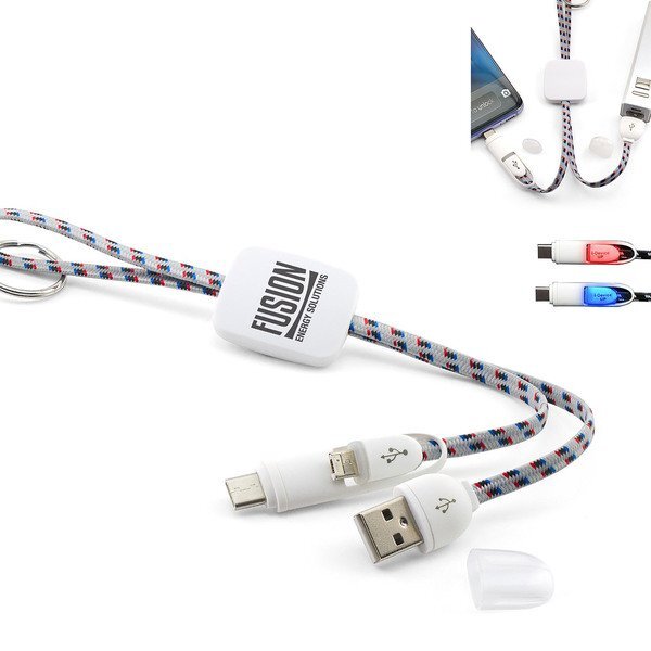 Three-in-One Type C-Dual Head Braided Charging Cable