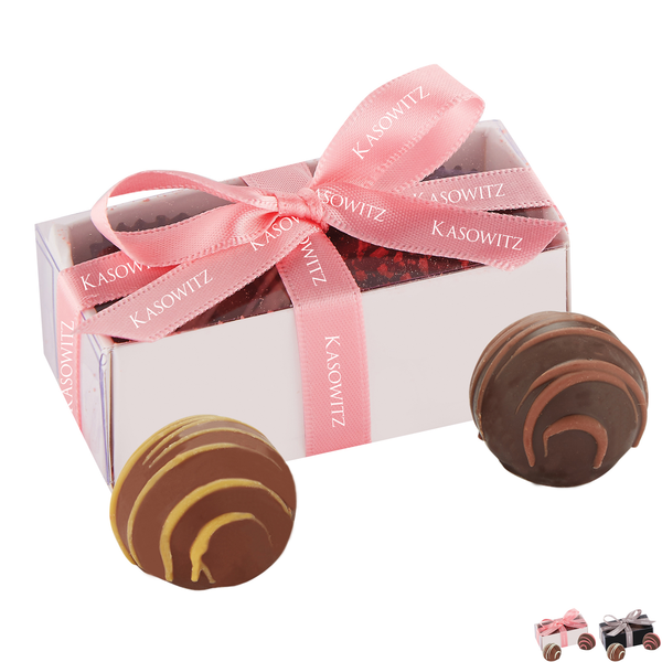 Decadent 2 Piece Belgian Chocolate Truffle Box, Hazelnut & Amaretto