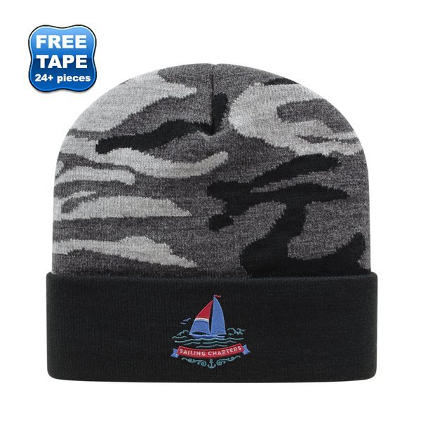 Urban Camouflage Knit Cap with Cuff