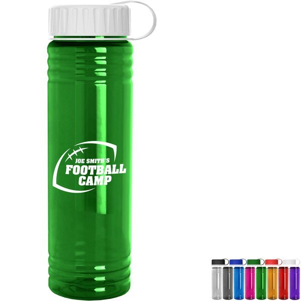 Slim Fit Water Bottle with Tethered Lid, 24oz.