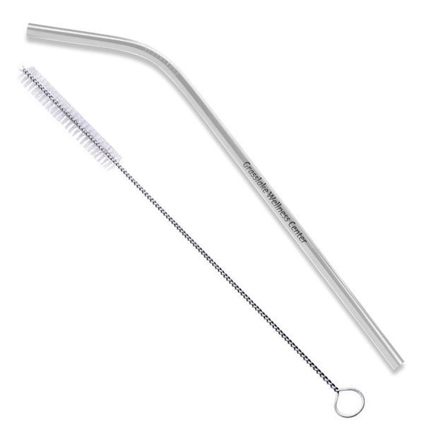 Stainless Steel Bent Straw w/ Cleaning Brush