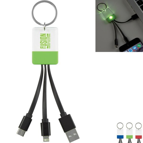 Clear View 3-in-1 Light Up Cable Key Ring
