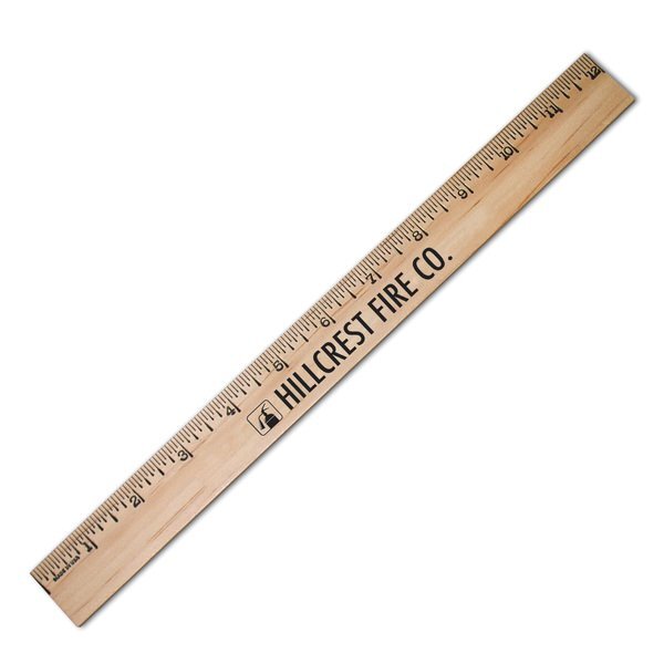 Natural Finish English Scale Wood Ruler, 12"