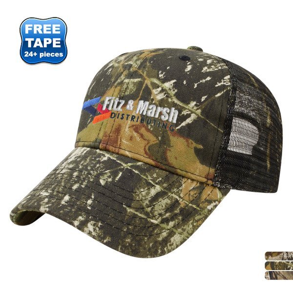 Camo Twill Constructed Cap with Camo Mesh Back