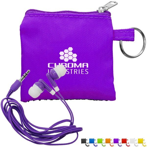 Sporty Pouch Keyring w/ Colorful Earbuds