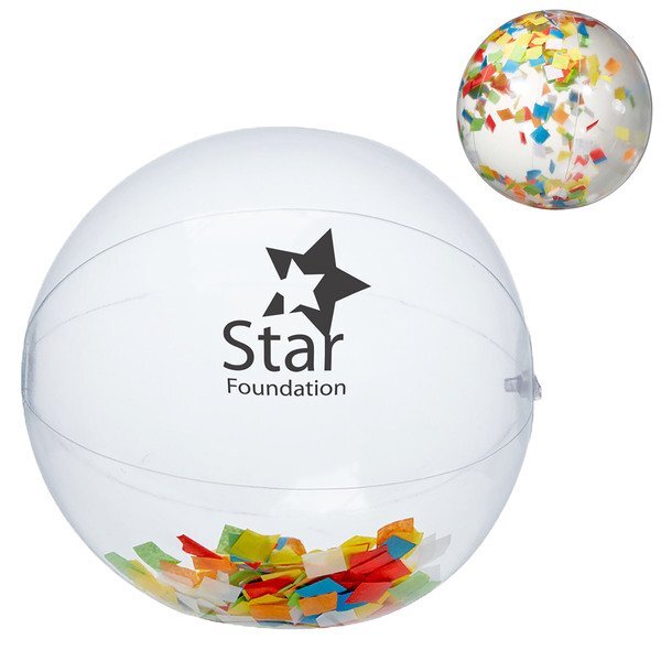 Multi-Color Confetti Filled Clear Beach Ball, 16"