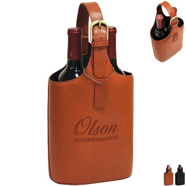 Dual Bottle Leather Wine Caddy