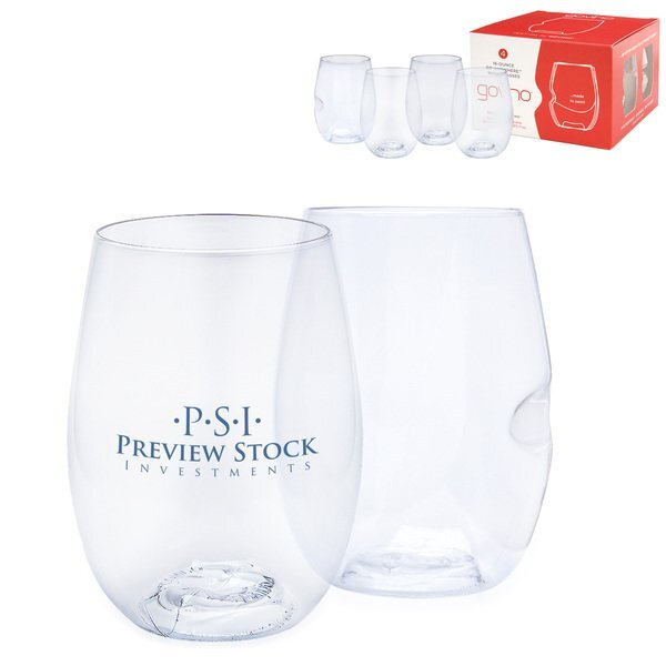 govino® Shatterproof Stemless Wine Glass Dishwasher Safe 4 Pack, 16oz.