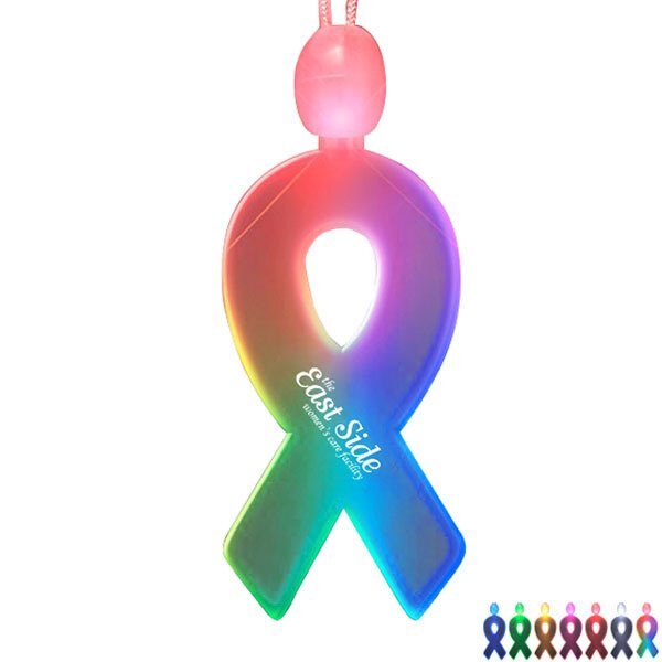 Light Up LED Awareness Ribbon Pendant Acrylic Necklace