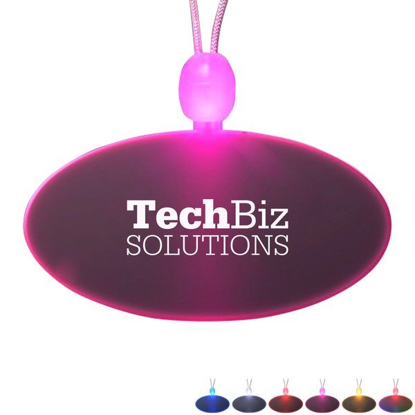 Light Up LED Oval Pendant Acrylic Necklace