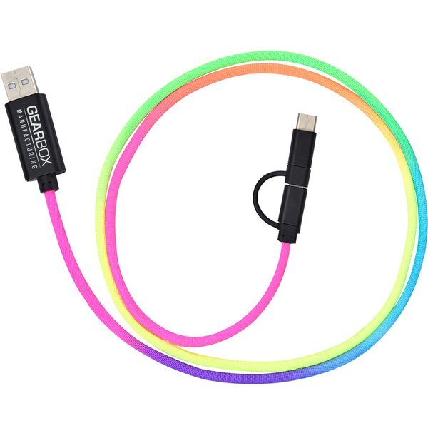 Rainbow Braided 3-in-1 Charging Cable, 3 Ft.